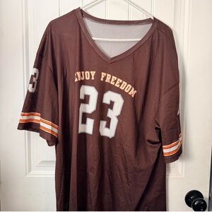 SHEIN Brown Mesh Jersey Top